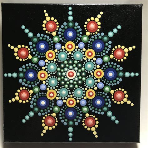 Hand Painted Mandala On Canvas Meditation Mandala Dot Art Dot Wall