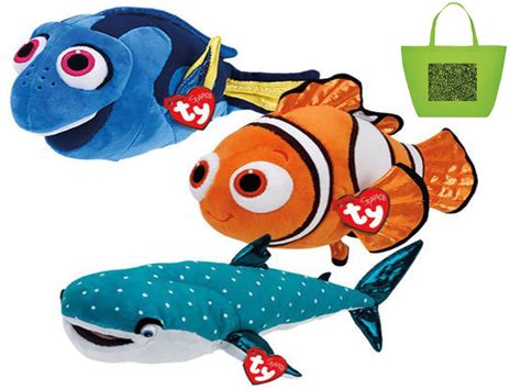 Ty Finding Dory NEMO, DORY, DESTINY Plush and Reusable Tote Bundle Set ...