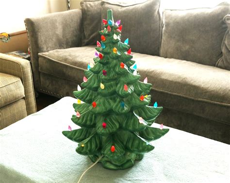 As Is Atlantic Mold Ceramic Christmas Tree With Lights Vintage