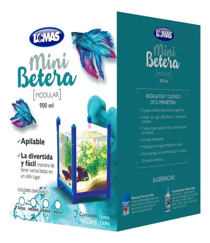 Mini Betera Apilable Azul Ml Lomas Pez Beta Acuario Mercadolibre