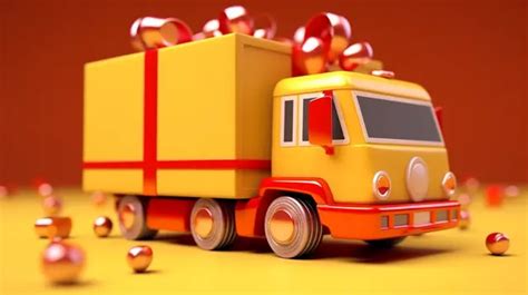 Vibrant 3d Render Concept Joyful Gift Box With Truck Delivery Service