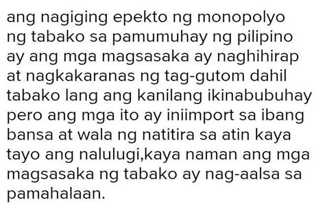 Anong Ang Epekto Ng Monopolyo Sa Tabako Sa Pamumuhay Ng Mga Pilipino