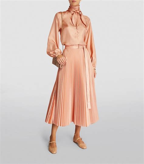 Womens Max Mara Pink Silk Blend Pleated Midi Skirt Harrods Uk