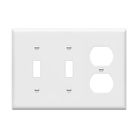 Combo 3 Gang Wall Plate 2 Toggles And Outlet ENERLITES