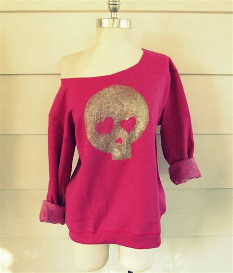 WobiSobi Glitter And Heart Skull Sweatshirt DIY