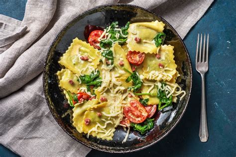 Ravioli sauce à la crème et aux épinards Recette HelloFresh