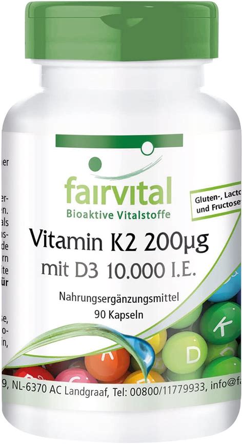 Fairvital Vitamin D3 K2 Kapseln Vitamin D3 10000 Ie Depot