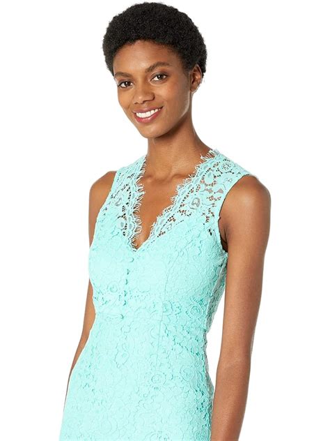 Vince Camuto Sleeveless Mitered Lace Sheath Dress Estate Blue 6pm