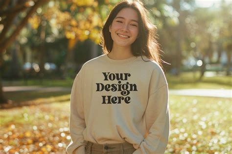 Gildan 5000 Crewneck Gold Color Sweatshirt Mockup