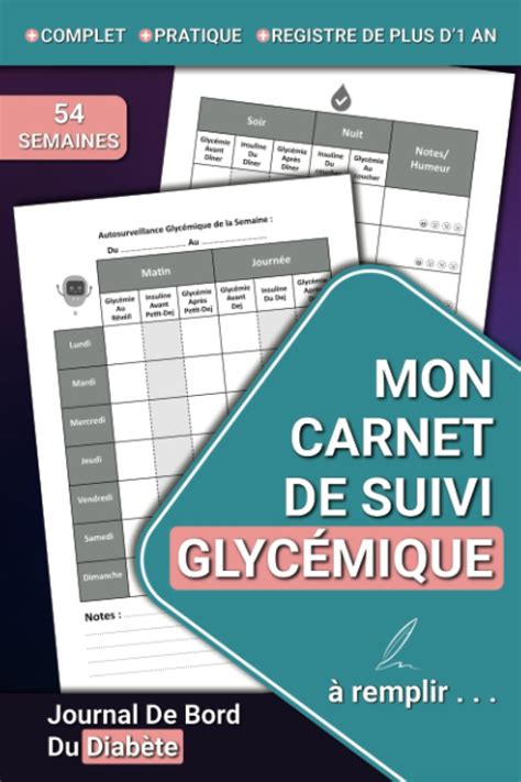 Amazon fr Mon Carnet De Suivi Glycémique Journal de Bord Du Diabète