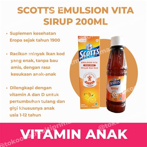 Jual Vitamin Otak Anak Scott S Emulsion Vita 200ml Sirup Rasa Jeruk