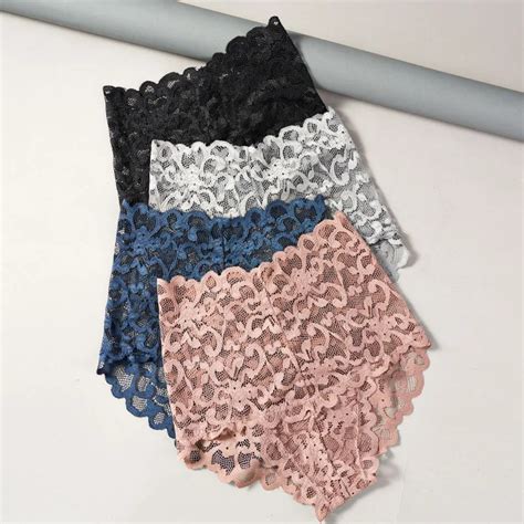 Calcinha De Renda Floral Sexy Para Mulheres Cintura Alta Lingerie Macia