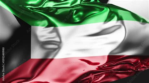 Flag Of Kuwait Waving In The Wind Kuwait National Flag Wave Fabric