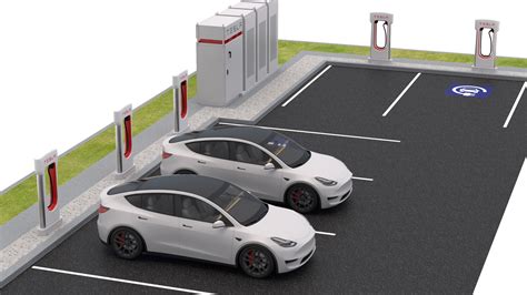 Tesla Supercharger Station With Y 2023 Model - TurboSquid 2206457