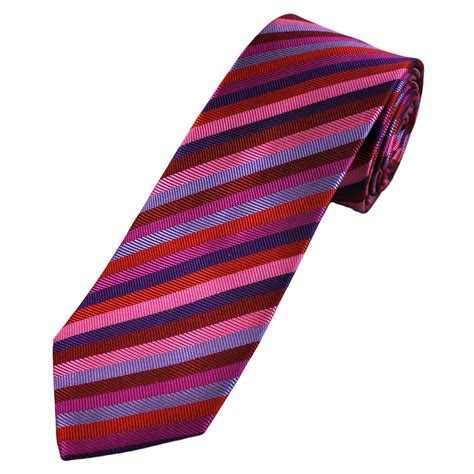 Tresanti Celeste Shades Of Pink Purple Red Striped Men S Silk