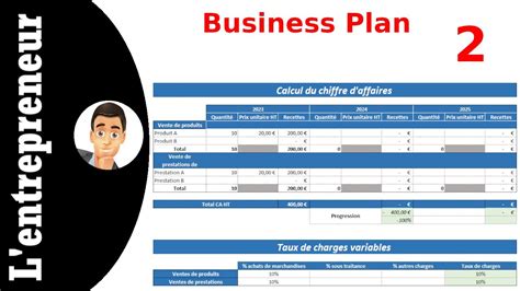 2 Faire Un Business Plan Complet Sur Excel Chiffre D Affaires BFR