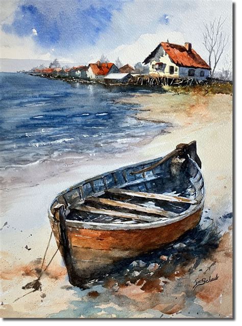 Rowboat Original Watercolor Painting Nautical Watercolor Row Boat