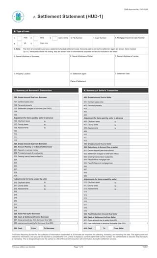 Blank Form Hud Settlement Statement