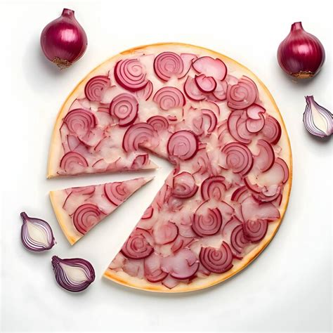 Pizza Con Cebollas Rojas Aislado Sobre Un Fondo Blanco Foto Premium