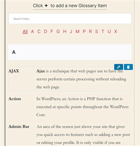 Glossary Website Template