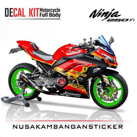 Decal Stiker Kawasaki Ninja 250 Fi FERARI GOLD 1 Sticker Full Body