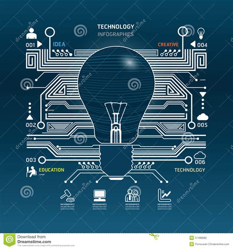 Creative Light Bulb Abstract Circuit Technology Infographicvector