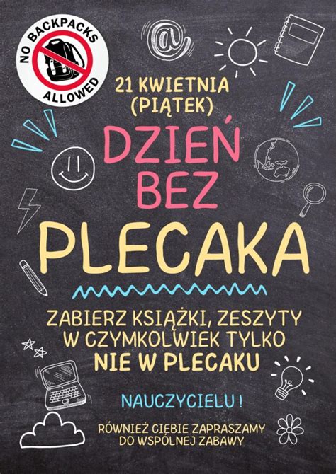 Dzie Bez Plecaka Kwietnia Szko A Podstawowa Nr W Krakowie