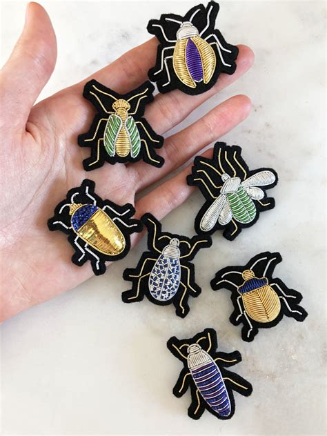 Hand Embroidered Goldwork Beetle Brooch