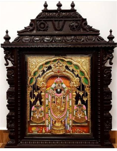 Semi Embossed Antique Finish Wooden Balaji Thayar Tanjore Painting