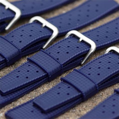 20mm Blue Retro Tropical Style Rubber Watch Band B And R Bands