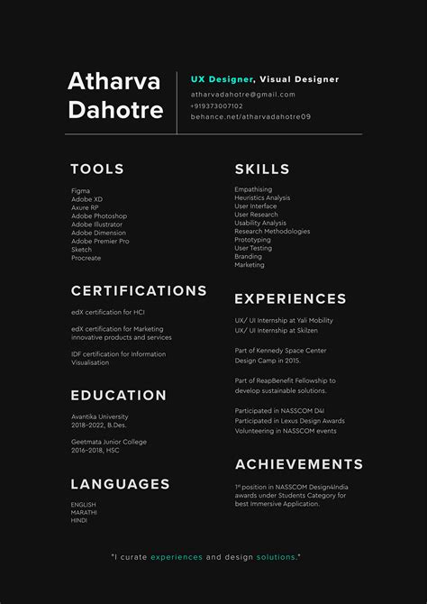 Resume On Behance