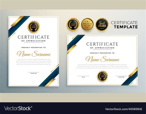 Premium certificate template with golden Vector Image