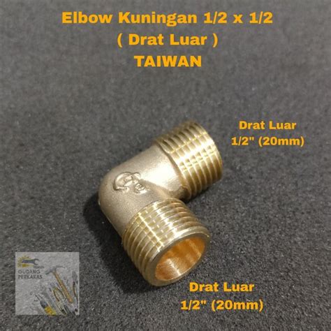 Jual Elbow Kuningan 1 2 DRAT LUAR TAIWAN L Knee Drat Luar 1 2 20MM