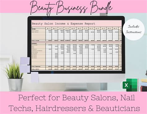 Beauty Business Bookkeeping Spreadsheet Beauty Business Etsy Uk