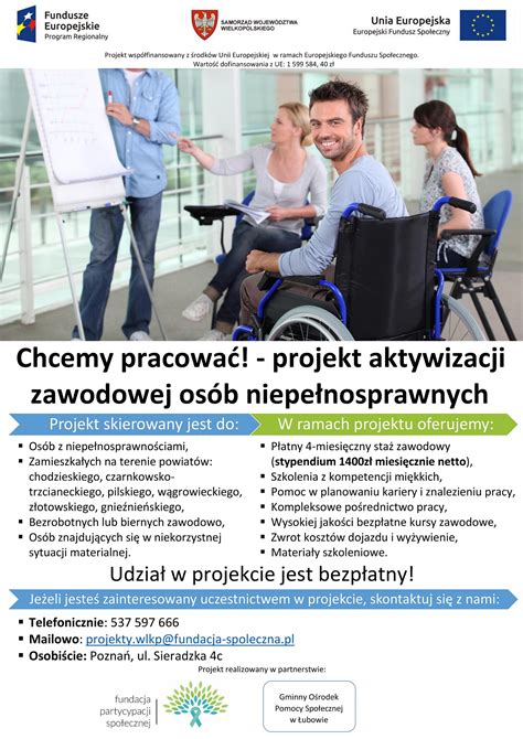 Chcemy pracować projekt aktywizacji zawodowej osób