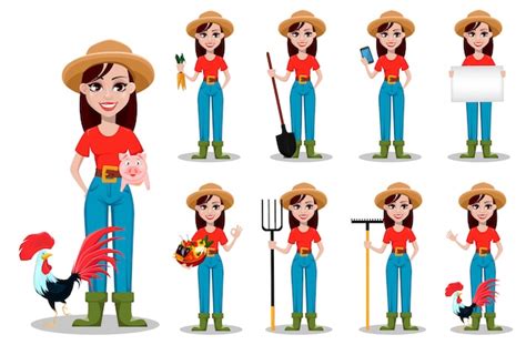 Premium Vector | Female farmer cartoon character