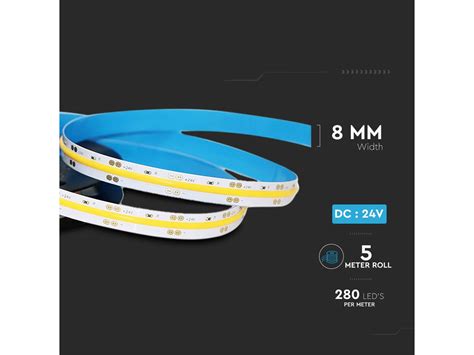 V TAC LED szalag szett COB 280 LED szalag 5 méter tápegység