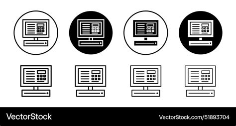 Pos system icon set collection outline Royalty Free Vector