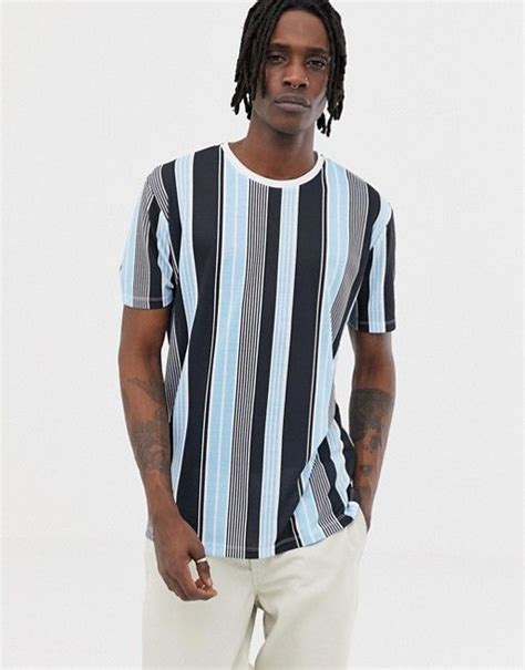 Asos Design Relaxed Vertical Stripe T Shirt Mens Stripes Vertical