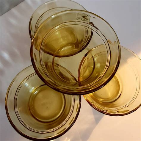 Vintage Amber Glass Fruit Dipping Sauce Bowls Custard Bowls4 Piece Set Etsy