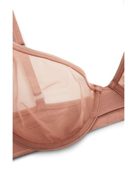 Polo Ralph Lauren Unlined Mesh Underwire Demi Bra In Natural Lyst