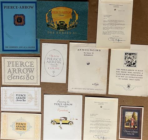 Lot Ten 1925 1928 Pierce Arrow Model 80 And 81 Brochures And Two