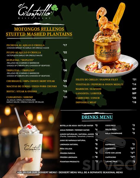 El Cilantrillo Restaurant Menu In Orlando Florida Usa