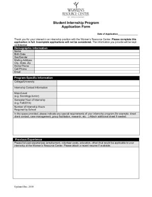 Fillable Online FREE 46 Internship Application Forms In PDFMS Word30