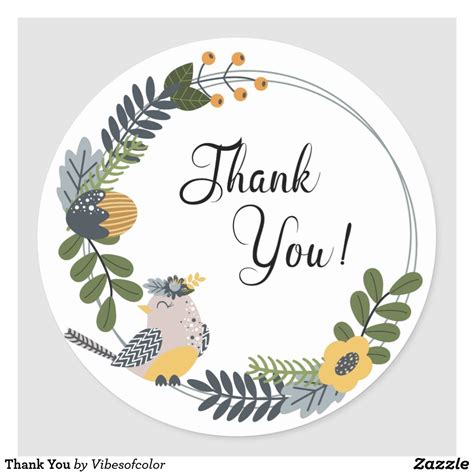 Thank You Classic Round Sticker Thank You Labels Thank You Stickers