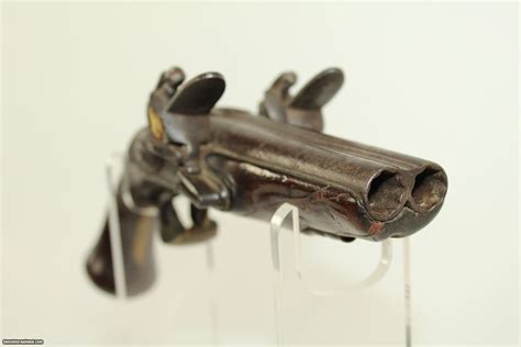 Antique European Double Barrel Flintlock Pistol