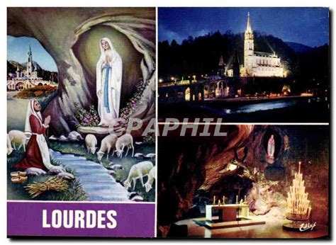 Carte Postale Moderne Lourdes L Apparition La Basilique Et La Grotte