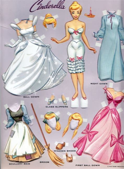 Walt Disneys Cinderella 3 Dimensional Plastic Cutouts Paper Doll Page