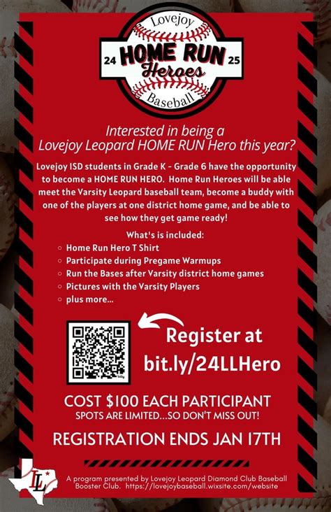 Lovejoy Baseball Home Run Heros K 6 Registration Open Registration