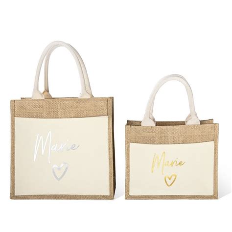 Personalised Jute Lunch Bag Name Lunch Bag Eco Lunch Bag Callie